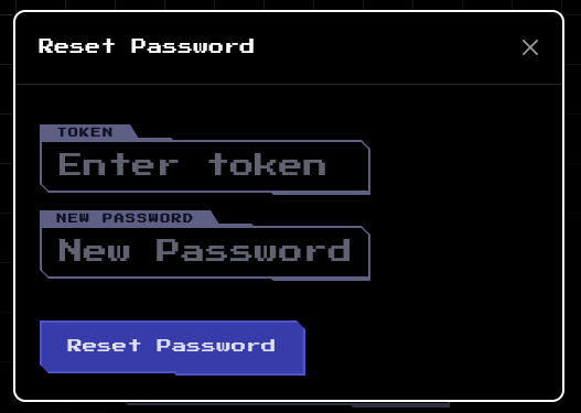 password reset form