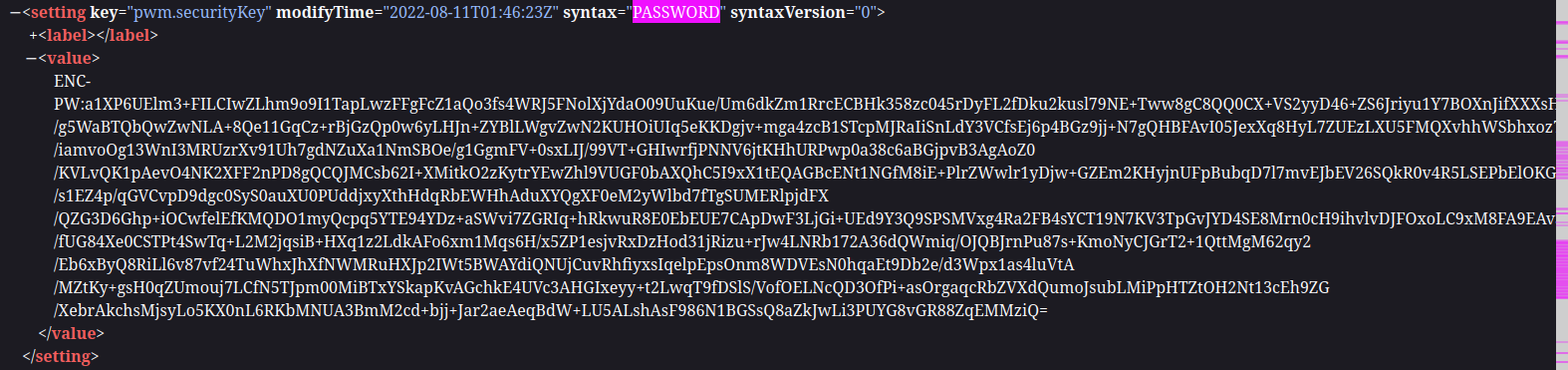 pwm security key in xml