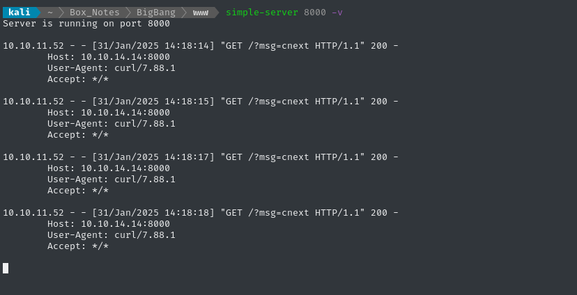 contact from target after exploit