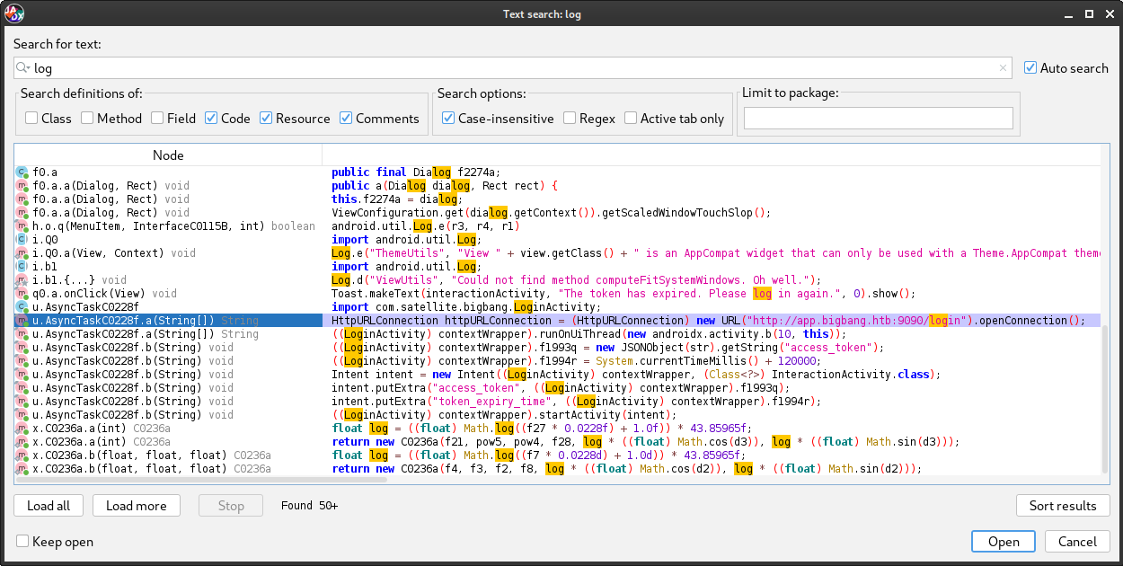 jadx text search