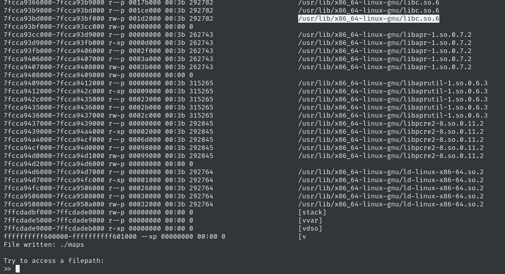 locating libc in proc self maps
