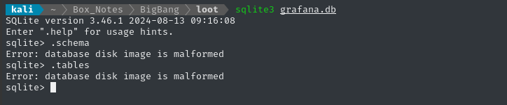 sqlite malformed