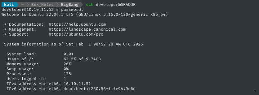 ssh as developer
