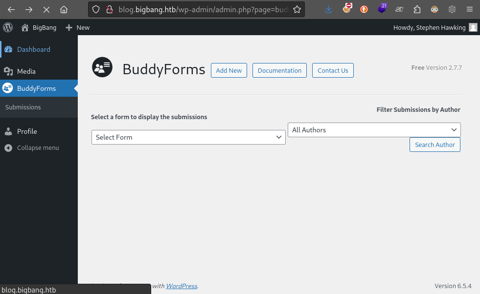 wordpress dashboard