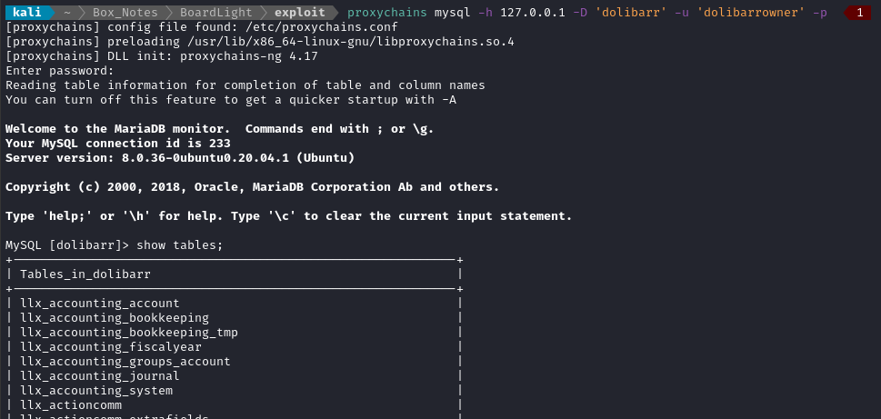 mysql tables