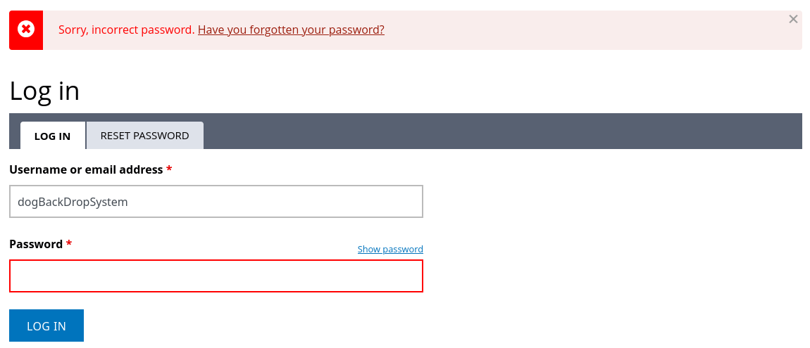 login attempt with found username