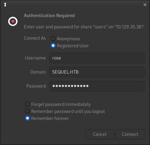 smb login window thunar