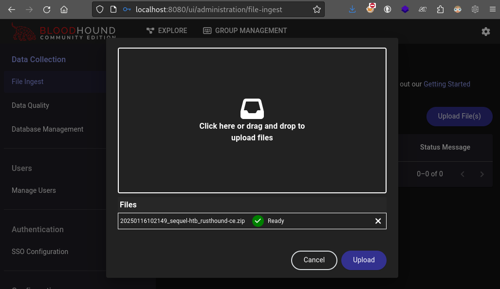 uploading rusthound data