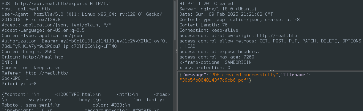 API export
