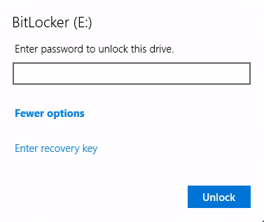 E drive bitlocker prompt