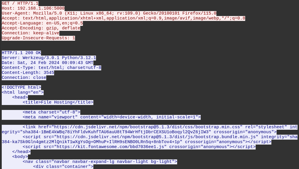 HTTP Stream view of GET /
