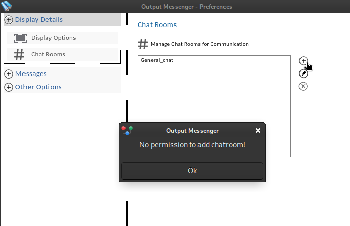 no permission to add chat room