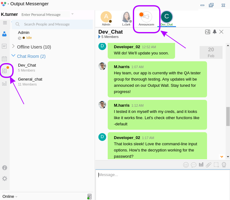 output messenger linux client 2