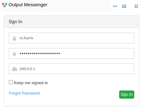 output messenger linux client m.harris login