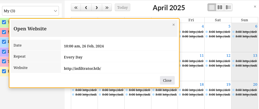 recurring calendar item