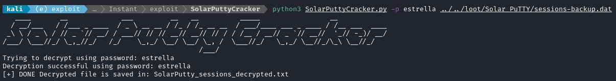 solarputty data decrypted