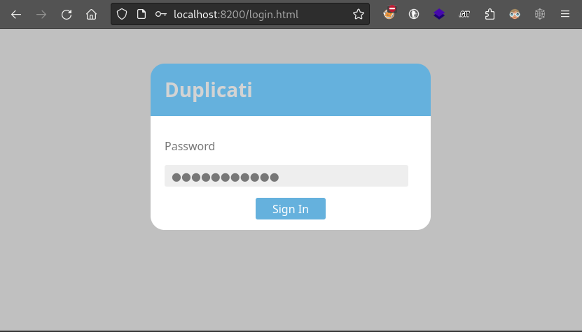 duplicati login