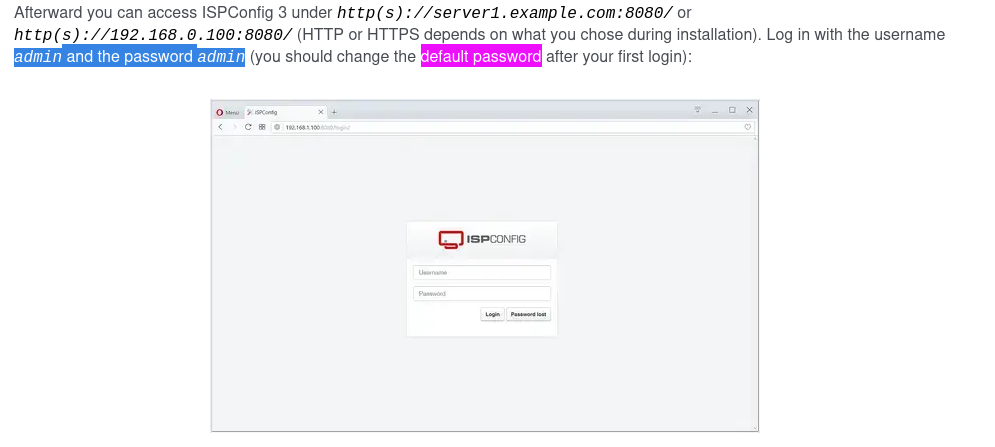 ispconfig default creds