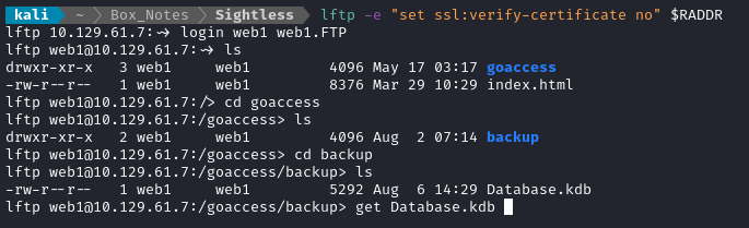 FTP access backups