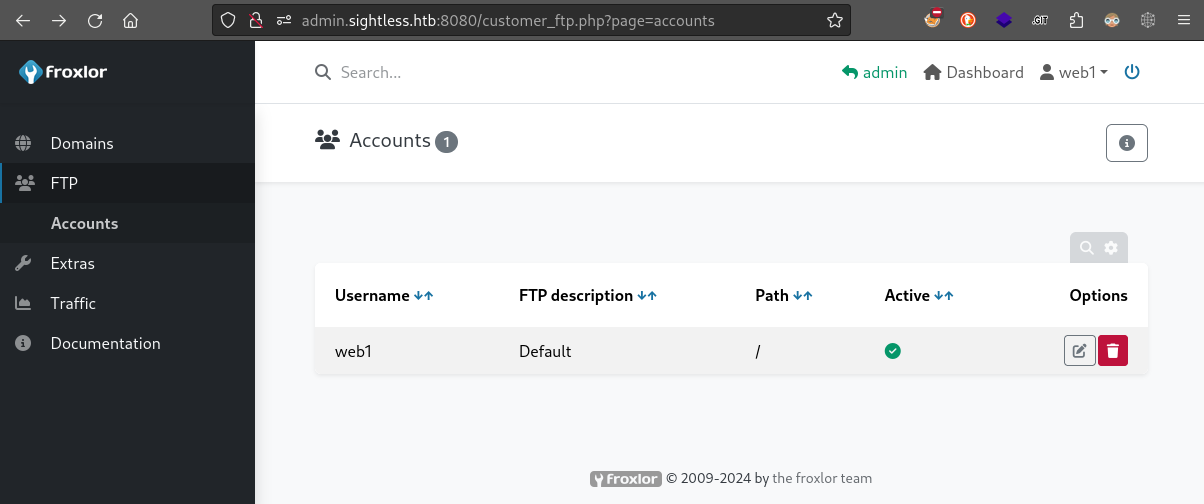 FTP settings web1