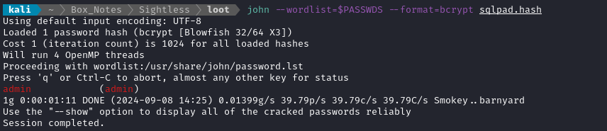 cracked admin hash