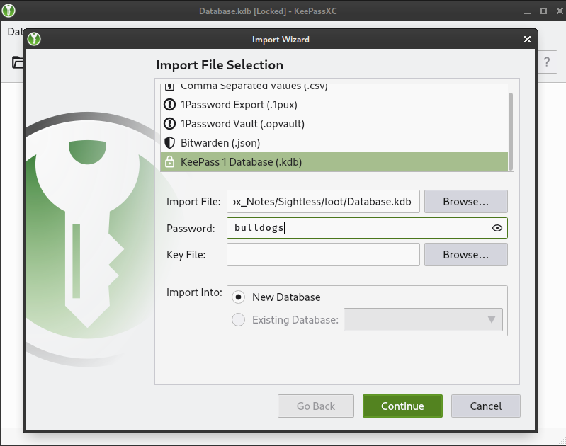import keepass 1 file