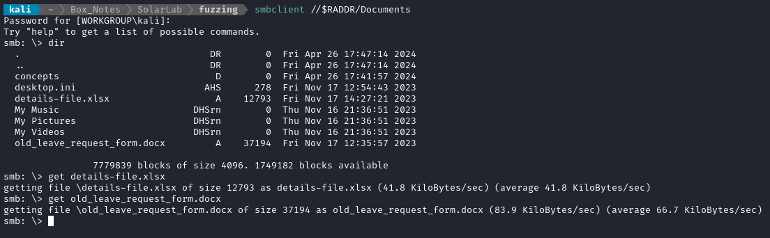 SMB downloading files