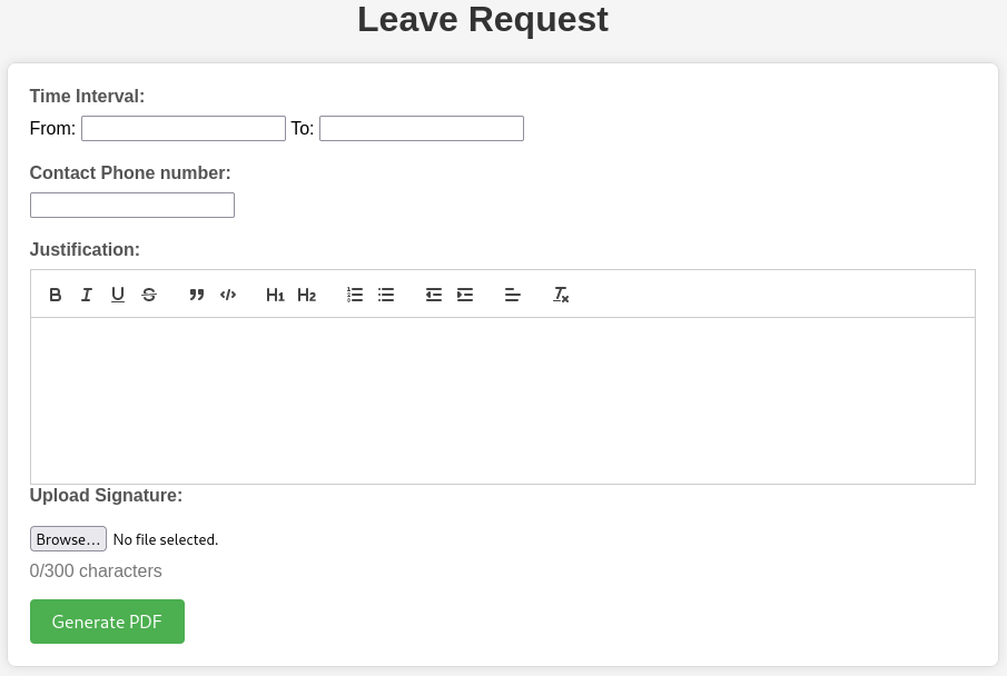 dashboard leave request