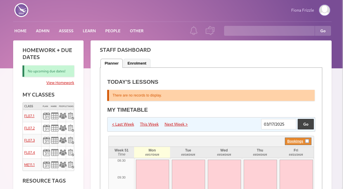 Gibbon LMS dashboard