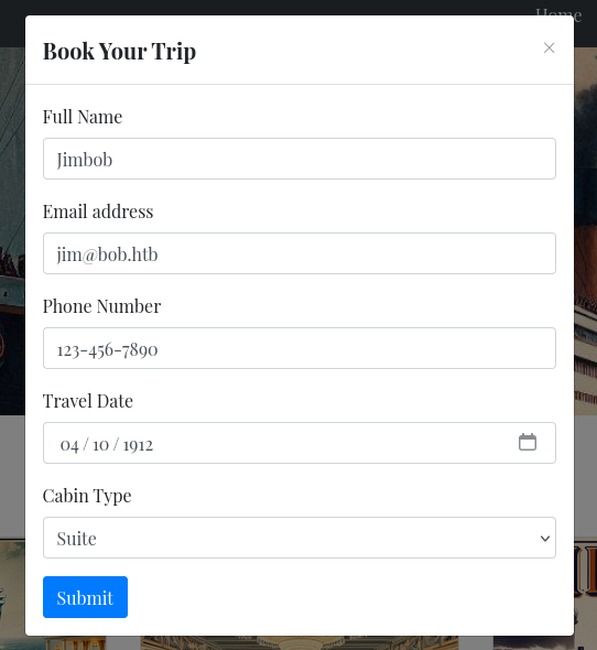 booking form