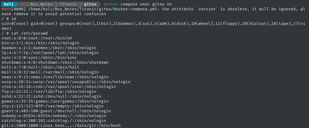 etc passwd inside container