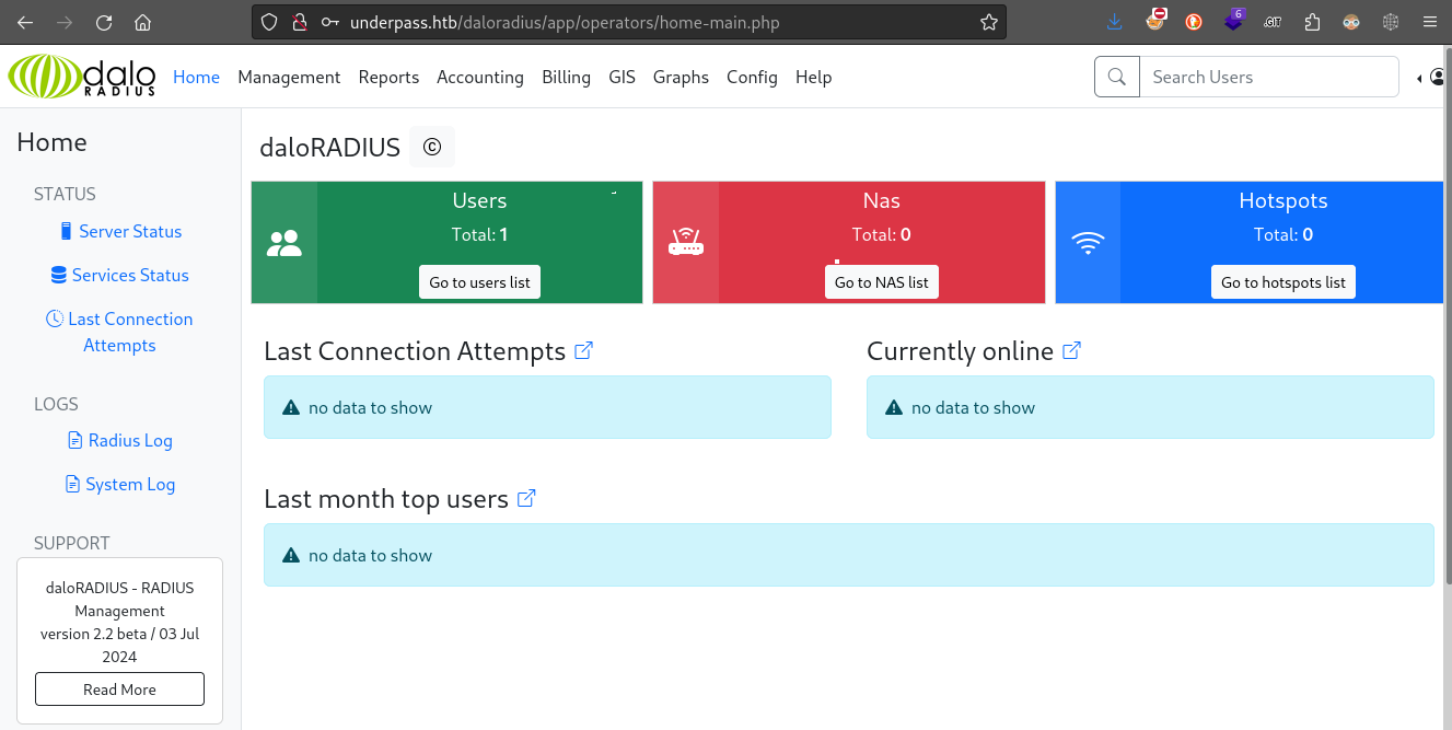 daloradius operators dashboard