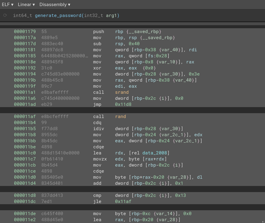 BinaryNinja Linear view