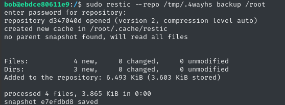 bob snapshot root dir