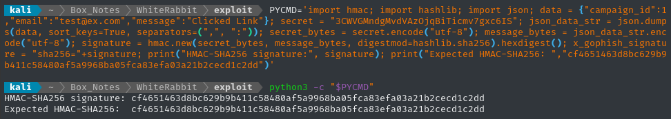 hmac-SHA256 python oneliner