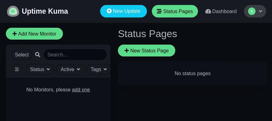 uptime kuma local dashboard